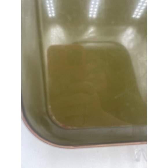 Vintage Metal Serving Tray Scenic Landscape Design Green Background & Rustic Fin - Picture 5 of 6